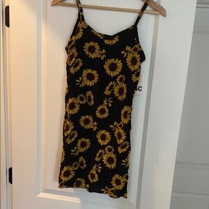 SO Black and Yellow Slip Dress Spaghetti Strap Casual